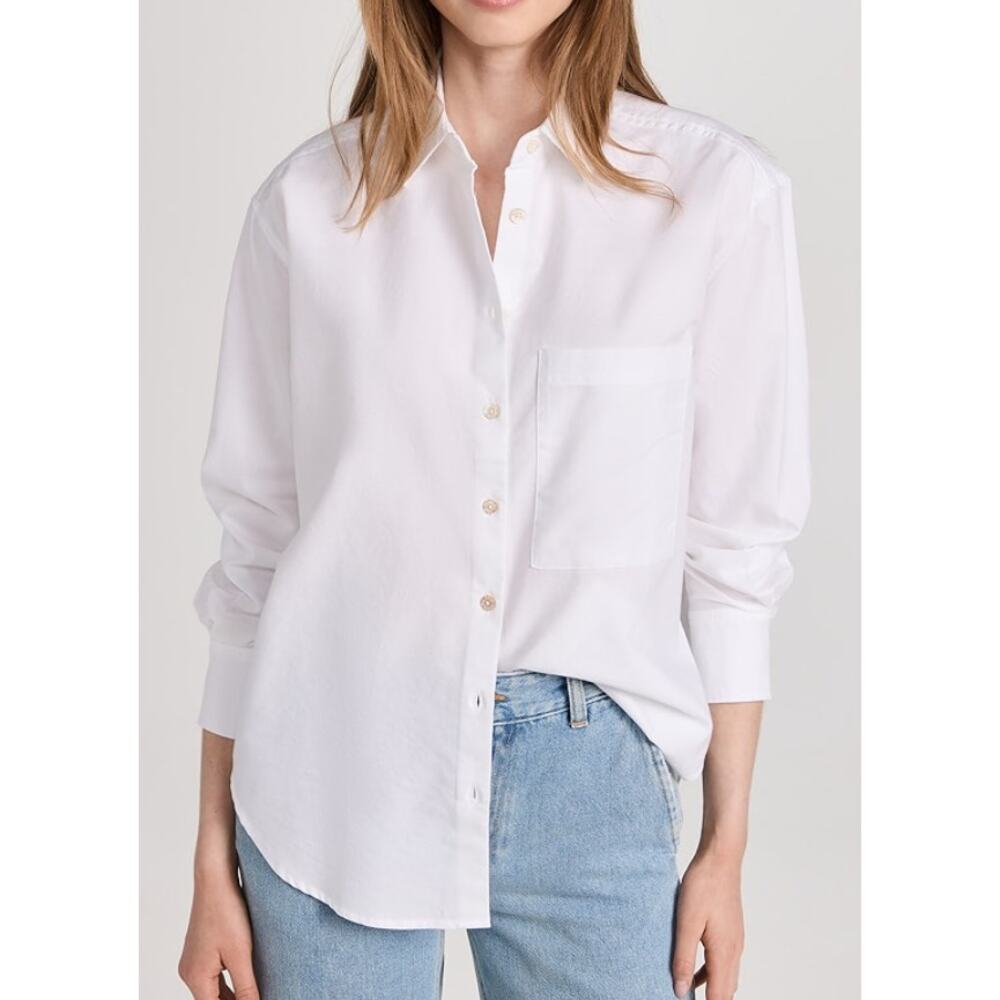 AYR The Deep End Button Down Shirt in White Medium Business Casual Careerwear